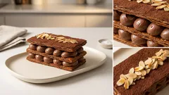 Μιλφέιγ σοκολάτας με τραγανή σφολιάτα και σφιχτή σαντιγί — βήμα βήμα