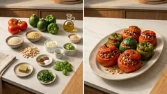 Ορφανά γεμιστά με αμύγδαλο: ζουμερά στο ταψί, με μελωμένη γέμιση ρυζιού