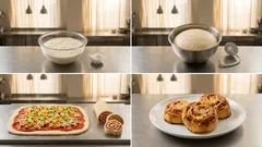 Αφράτα ρολάκια πίτσας στο ταψί – με ζαμπόν και διπλό τυρί που λιώνει