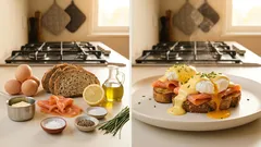 Eggs Benedict με καπνιστό σολομό – βελούδινη Hollandaise και μελάτο αυγό χωρίς άγχος