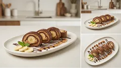 Κρέπες σοκολάτας σε ρολό με μπανάνα και κουβερτούρα – κόβονται σε τέλειες ροδέλες