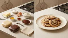 Ελικοειδή μπισκότα βανίλιας–σοκολάτας: βουτυρένια και αφράτα, με καθαρό δίχρωμο σχέδιο