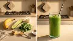 Πράσινο smoothie με σπανάκι, μπανάνα και ταχίνι: κρεμώδες και χορταστικό