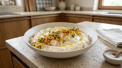 Κρεμώδης κοτοσαλάτα με καλαμπόκι & ελιές — ιδανική για τοστ ή μπουφέ