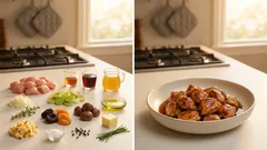 Τηγανιά κοτόπουλο με κάστανα & μαυροδάφνη: γιορτινή, βελούδινη σάλτσα