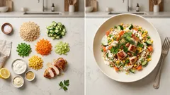 Ρυζοσαλάτα με κοτόπουλο και σως γιαουρτιού: δροσερή, χορταστική και ιδανική για τάπερ