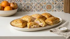 Ζαμπονοτυρόπιτες με σφολιάτα: τραγανές, φουσκωτές και έτοιμες σε 25’