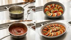 Λαχανικά στο φούρνο με σάλτσα ντομάτας και λιωμένο τυρί – ζουμερό ταψί