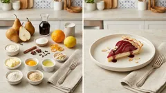 Τάρτα με αχλάδια ποσέ σε κόκκινο κρασί και κρέμα μασκαρπόνε – δείχνει ζαχαροπλαστείο