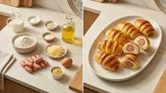 Λουκανικοπιτάκια φούρνου με αφράτη τυρένια ζύμη – ιδανικά για κολατσιό και μπουφέ