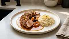 Ψαρονέφρι με βερίκοκα & δαμάσκηνα: ζουμερό σε πλούσια σάλτσα κρασιού