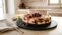 Μαρμπρέ cheesecake σοκολάτα-βύσσινο: ψητό, κρεμώδες και πραγματικά εντυπωσιακό