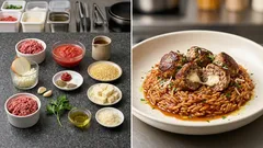 Κεφτεδάκια γεμιστά με χαλλούμι και κοκκινιστό κριθαράκι — ζουμερά και δεμένα σωστά