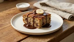 Μπανανόπιτα με σοκολάτα και ζεστό σιρόπι — αφράτη και ζουμερή, πάντα πετυχαίνει