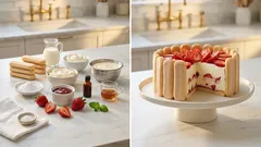 Τούρτα Σαρλότ με φράουλες: δροσερό γλυκό ψυγείου χωρίς φούρνο