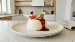 Πανακότα καρύδας χωρίς ζάχαρη, με μαρμελάδα φράουλα – δένει πάντα