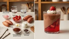 Σοκολατένια μους σε ποτήρι με ζελέ φράουλα — εντυπωσιακή και πανεύκολη