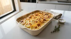 Πατάτες ογκρατέν με δύο τυριά: κρεμώδες εσωτερικό και χρυσαφένια κρούστα