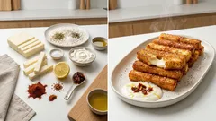 Τραγανά στικς χαλλούμι στο τηγάνι με δροσερή σως γιαουρτιού (έτοιμα σε λίγα λεπτά)