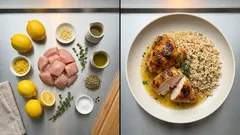 Κοτόπουλο λεμονάτο με ρύζι στον φούρνο — ζουμερό, με εύκολη μαρινάδα