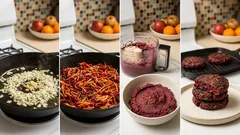 Υγιεινά μπιφτέκια με παντζάρι, κόκκινα φασόλια & βρώμη – κρατούν τέλεια στη γκριλιέρα