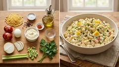 Μακαρονοσαλάτα με κοφτό μακαρονάκι και βραστά αυγά Πάσχα—κρεμώδης και χορταστική