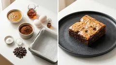 Ζουμερά σοκολατένια brownies σε ένα μπολ — με αμυγδαλοβούτυρο και έντονο κακάο