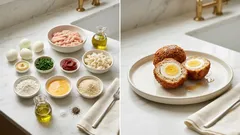 Σκωτσέζικα αυγά με κιμά κοτόπουλου στον φούρνο – τραγανά απ’ έξω, ζουμερά μέσα