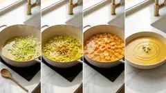 Βελουτέ σούπα με γλυκοπατάτα και πράσο — κρεμώδης χωρίς κρέμα, σε μία κατσαρόλα