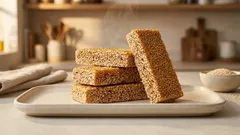 Παραδοσιακό παστέλι με μέλι και σουσάμι: τραγανό, κόβεται καθαρά και κρατάει