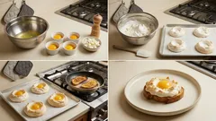 Μπρουσκέτα με «μαρέγκα» φέτας και αυγό: τραγανό ψωμί, αφράτη κορυφή, ρευστός κρόκος