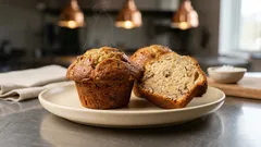 Banana bread muffins χωρίς μίξερ: αφράτα, με καρύδια, έτοιμα σε 25’